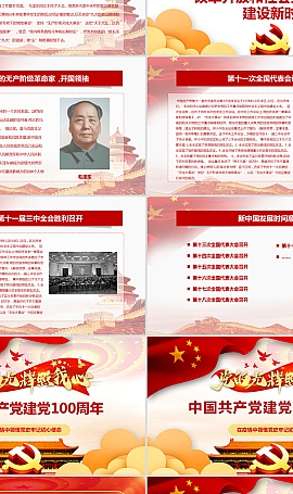 共产党建党100周年历程党史党课PPT模板