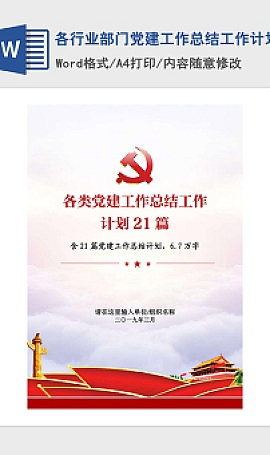 各行业部门党建工作总结工作计划汇编Word模板