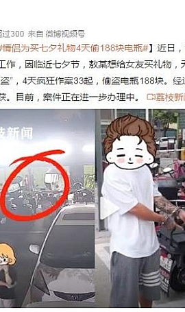 七夕情人节 一对情侣4天疯狂作案33起 偷盗电瓶188块