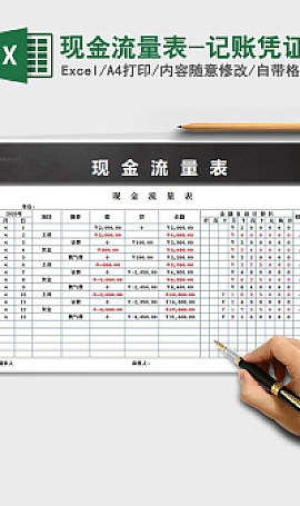 现金流量表-记账凭证免费下载.XLSX下载